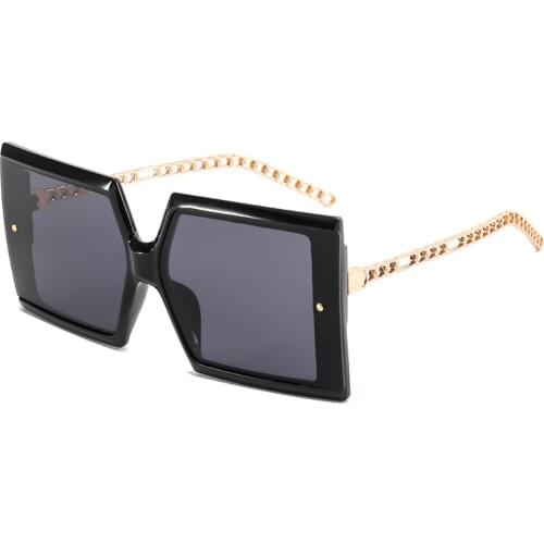Chain Legs Oversized Square Sunglasses Women Vintage Designer Sun Glasses Fashion Shades UV400 Men Luxury Female Eyewear