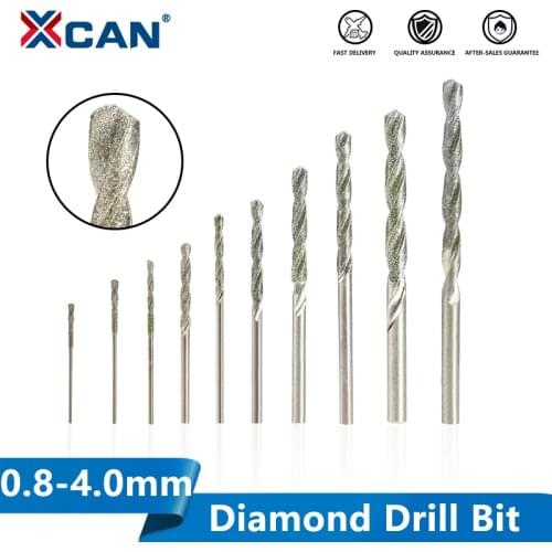 XCAN Diamond Coated Twist Drill Bit 0.8-4.0mm Gun Drill Bit For Glass Tile Stone Hole Cutter