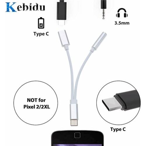 USB C Audio Cable to 2 in 1 Type-C to 3.5 mm AUX Jack Earphone Adapter Receiver for Xiaomi 6 Mi6 Leeco Max 2/Pro Audio Splitter