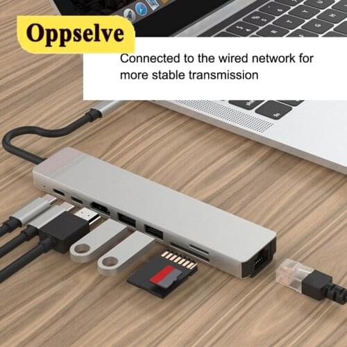 USB Hub Type C to Multi USB 3.0 Hub HDMI-compatible Adapter 8-in-1 USB Dock For Macbook Pro Air USB C Splitter Port Type-C HUB