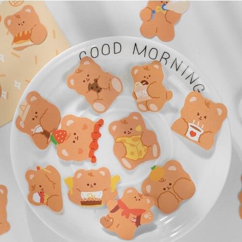 Viety 40 Pcs Cartoon Bear Sticker Decorative Journal Scrapbooking Planner Label Stickers Cute Kawaii Stationery School Supplies