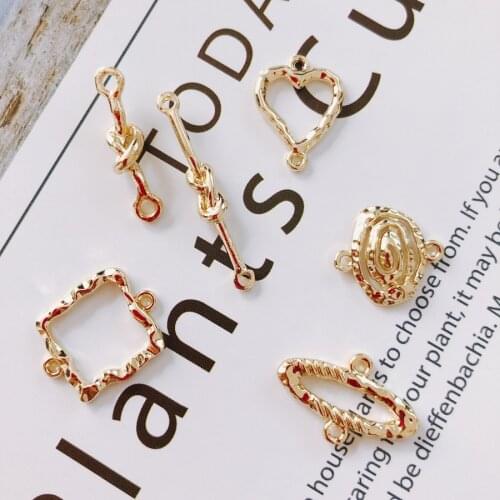 DIY Jewelry Findings Wholesale 100pcs Gold color Zinc Alloy Connector Bracelet Charms Geometry Metal Round Heart Rectangle Charm
