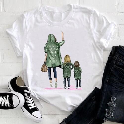 Women Cartoon 90s Style Cute Lovely Girl Daughter Mom Mama Mother Clothes Print Tee Top Tshirt Female Ladies Graphic T-shirt