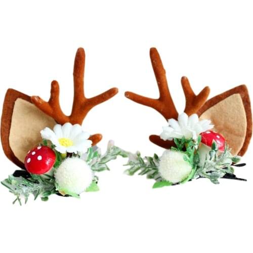 Women Girls Christmas Hair Clips Cute Reindeer Ears Antlers Flowers Hairpins Stylish Hair Accessories