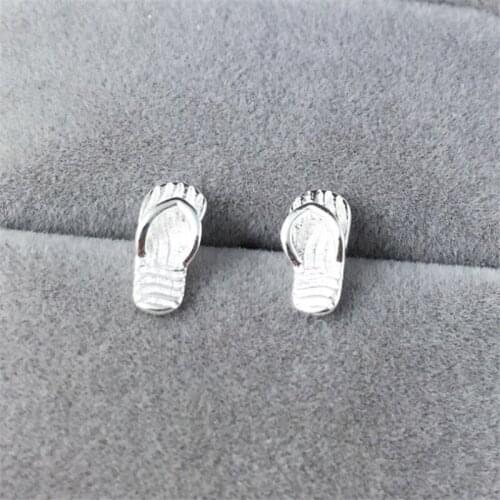 2020 womens earring Tibetan sliver slippers summer stud earrings cute funny mini brinco free shiping girls ear rings ED860