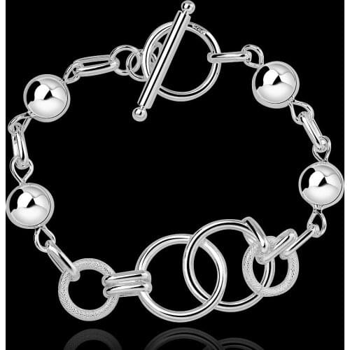 Hot new 925 sterling silver Bracelets women Wild Creative circle beads chain fashion lady Wedding party Christmas gifts Jewelry