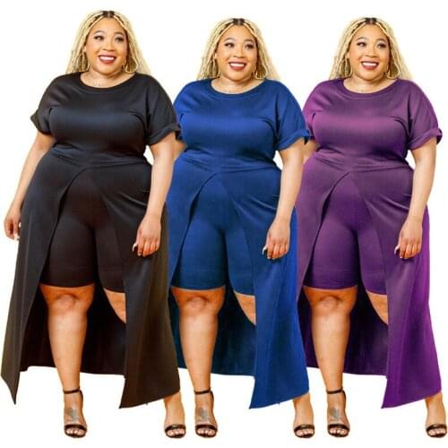 Plus size 4XL 5XL 2 Piece Sets Womens Outfits Summer Plus Size Tops + Shorts Femme Two Piece Set Women Clothes Outfits