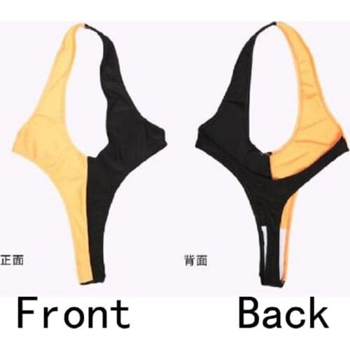 Woman Summer Swimsuit Bodysuit Thin T-Crotch Sport Fitness Clothes High Cut Bathing Suit Body Halterneck Sukumizu Bikini Maillot