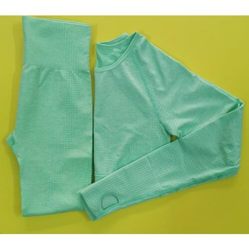 2pcs/set Vital Women Sport Suit Yoga Set Gym Workout Clothes Long Sleeve Fitness Crop Top + High Waist Energy Seamless Leggings