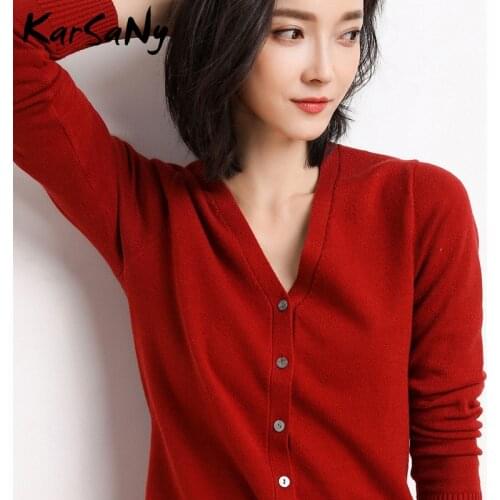 KarSaNy Autumn Women Cardigan Winter 2019 Female Cardigans Knitted Black Classic Knit Cardigan Women Long Sleeve Cardigans Coat