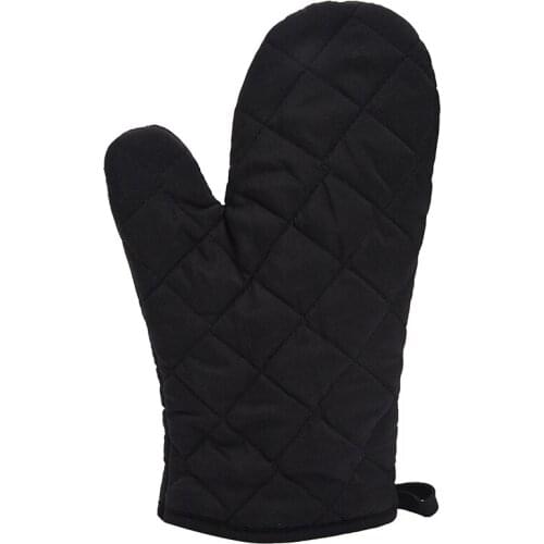 1 Pair Kitchen Craft Heat Resistant Cotton Oven Glove Pot Holder Baking Cooking Mitts Black