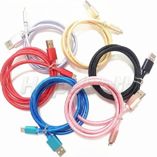 100PCS 1M 2m 3m 10ft Type-C Phone Cable Braided fabric USB Durable Cable accessory bundles for Samsung s8 s9 for LG G5