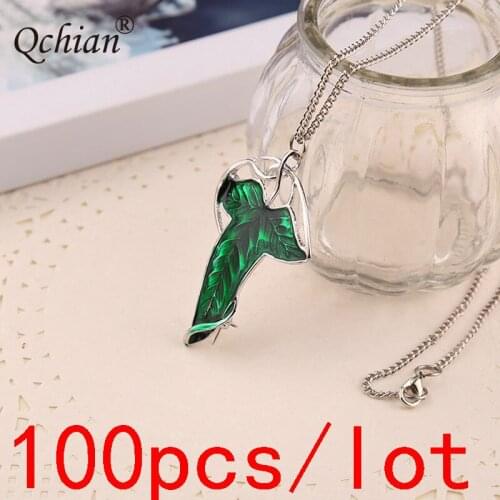 100pcs/lot Elf Prince Green Leaf Necklace Decor Pendant Jewelry Very Beautiful Gift for Woman