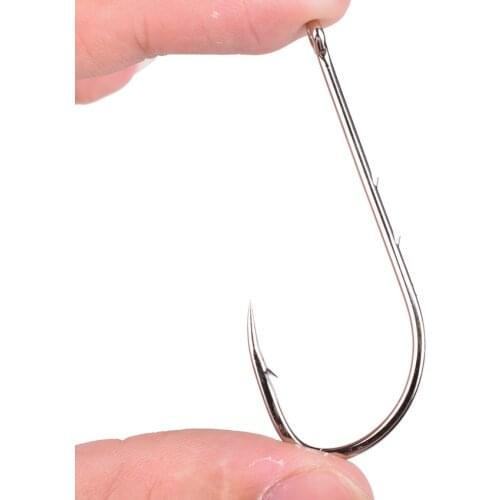 100PCS High Carbon Steel 1/0 2/0 3/0 4/0 5/0 6/0 Fishhook Long Double Barbed Fishing Hooks Worm Fish Hook Bait Holder