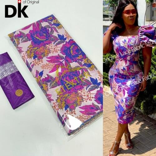 2.5+2.5 Yards Special Price Keep Shiny Bazin Riche Brocade With Net Lace Organza Embroidery 100% Cotton Party Material Sewing