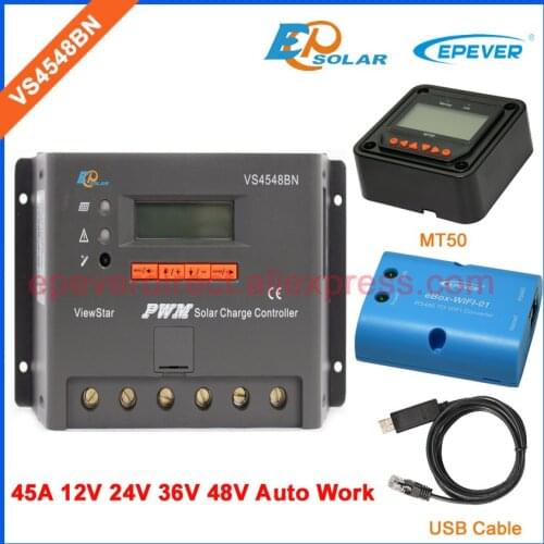 24v 45A 45AMP VS4548BN PWM EPEVER New series wifi BOX and USB cable meter MT50 12v/24v/36v/48v LCD display
