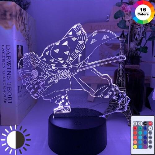 3D Acrylic LED Night Light Anime Demon Slayer Agatsuma Zenitsu Figure for Kids Child Bedroom Decor COOL Kimetsu NOYaiba LampGift