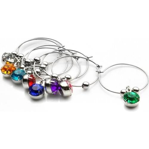 8pcs Colorful Diamonds Wine Glass Hanging Ring Hanging DIY Wine Glass Ring for Restaurant Hotel Bar (Mixed Color)