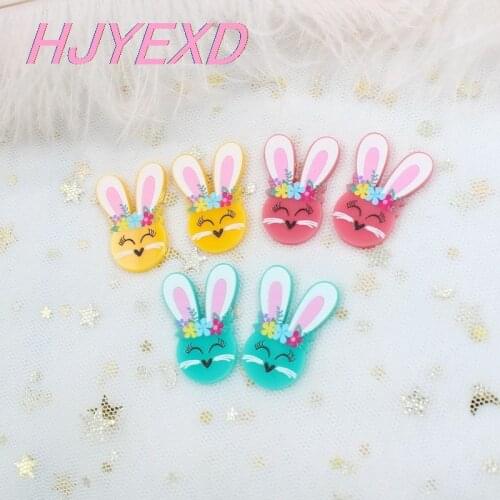 AC1600-30MM Acrylic Bunny For Clip Accessoires Floral Yellow Mint Pink Bunny Party Gift Decoration