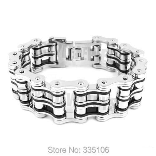 Free shipping! 26mm Black Plated Bicycle Chain Biker Bracelet Stainless Steel Jewelry Heavy Motor Biker Men Bracelet SJB0282
