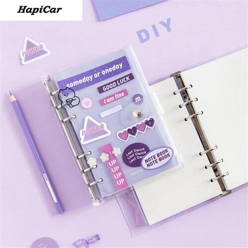 A6 6 Rings Binder PVC Transparent Loose Leaf Notebook File Folder Diary Journal Notebook Agenda Planner Kawaii Stationery