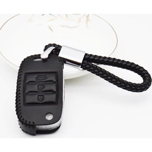 Car Key Cover Case For Kia Ceed Rio 3 4 2017 Cerato K3 Picanto Sportage 3 2015 Sorento Real Leather Key Ring Shell Accessories