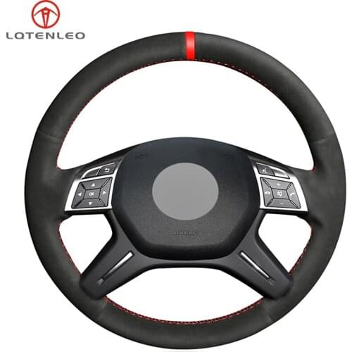 LQTENLEO Black Suede DIY Car Steering Wheel Cover For Mercedes Benz E400 GL350 500 550 ML320 350 400 500 550 2012-2015