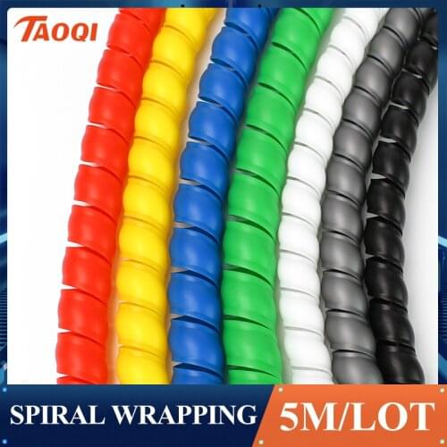 Colorful wire wrap spiral in cable sleeve wiring harness Motorcycle heat pipe sleeve Cable Sleeves Winding Pipe 5M 8-42mm