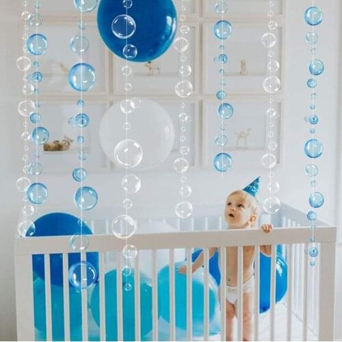 Mermaid Under The Sea Kids Birthday White Clear Big Circle PVC Garlands Transparent Bubble String Hanging Floating Bubbles Decor