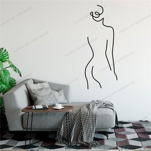 Naked Line Draw Art Wall Sticker For Home Decor Living Room Fashion Wall Decals Valentines Removable Murals Wallpoof CX1449