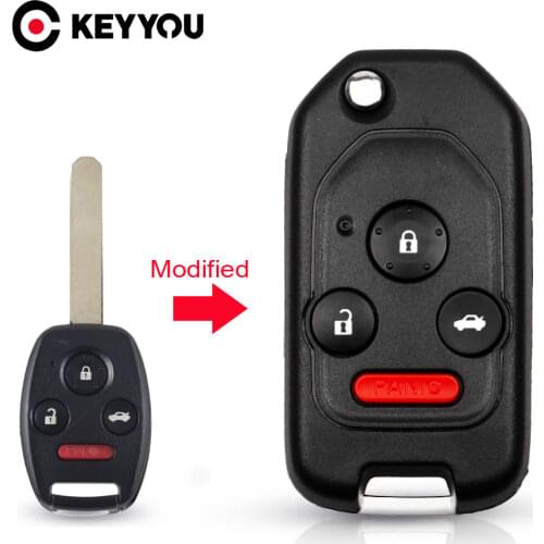 KEYYOU For Honda Accord Civic CRV Pilot 2007 2008 2009 2010 2011 2012 2013 Remote 2/3/4 Button Folding New Modified Car Key
