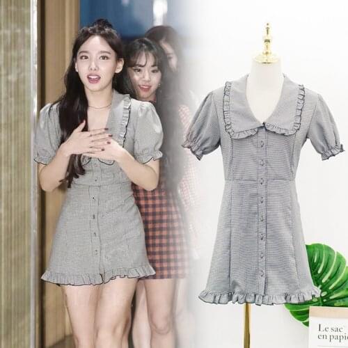 Kpop Korean Celebrity the same Casual Women Summer sexy Kawaii Dress 2021 New Student sweet Short Sleeve Dresses female clothes