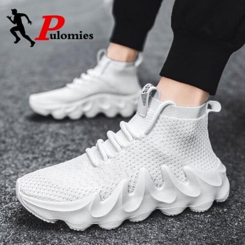 Summer Men Tennis Shoes Men Sport Running Shoes Platform Sneakers Men Breathable Knit Walking Trainers Male Casual Sneakers 46