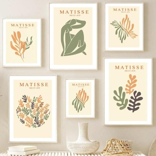 Matisse Abstract Figure Flower Leaf Coral Wall Art Canvas Painting Nordic Posters And Prints Wall Pictures For Living Room Decor