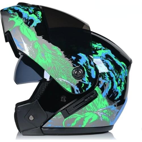 2 Gifts Unisex Racing Motorcycle Helmets Modular Dual Lens Motocross Helmet Full Face Safe Helmet Flip Up