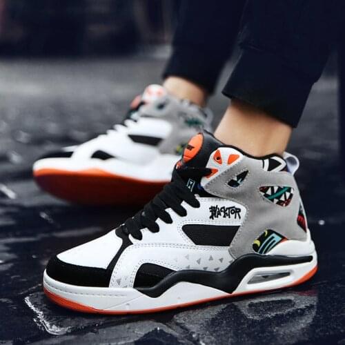 Mens Basketball Sneakers Fashion High Top Leather Waterproof Outdoor Training Sports Shoes Air Cushion Shock Absorption 5.5-10