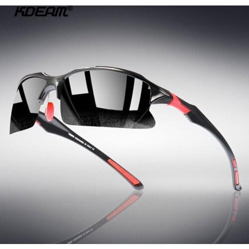 KDEAM Fashion Sports Style Polarized Sunglasses Men Lightweight TR90 Eyeglasses Frame Sun Glasses Male Running Baseball Goggle