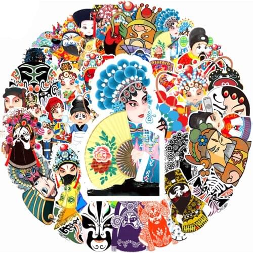 50pcs Chinese Traditional Culture Stickers Aesthetic Peking Opera DIY Scrapbooking Diary Planner Kawaii Cute Stickers Luggage