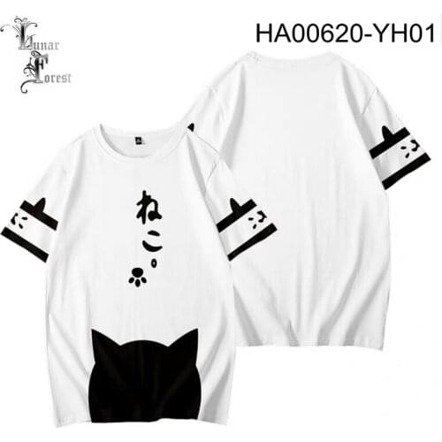 Neko Atsume 3D Printing T-shirt Summer Fashion Round Neck Short Sleeve Popular Japanese Streetwear Plus Size