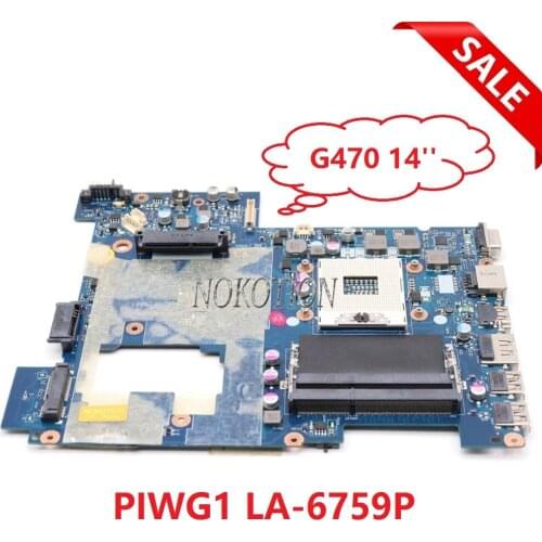 NOKOTION For Lenovo g470 Laptop Motherboard HM65 DDR3 GMA HD 3000 PIWG1 LA-6759P