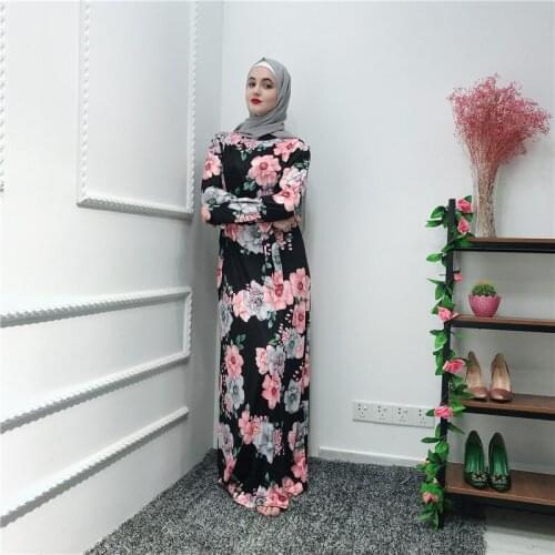 The new 2021 Muslim summer fresh printed lace dress