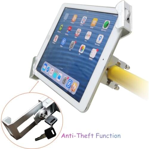 Anti-Theft Tablet Stand for Bike and Motorcycle, Pole/Tube Mount Tablet Locked Holder Tablet Bracket with Lock for iPad 7-10.5