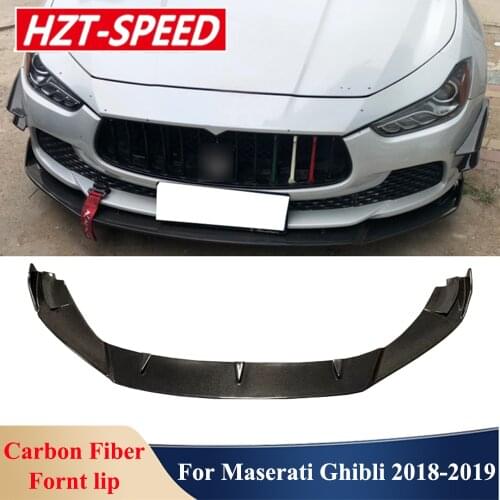 Ghibli Front Lip Real Carbon Fiber Shovel Chin Bumper Diffuser For Maserati Ghibli 350HP 2018-2019 Modification