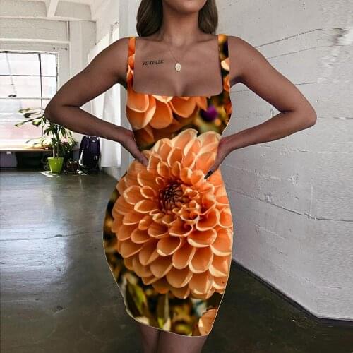 Giyu Brand Flowers Dresses Women Plant 3d Print Landscape Sundress Womens Clothing Party Beach Boho Fashion