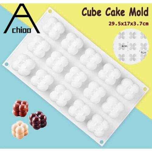Silicone Cake Mold 15 Cavity 3D Cube Square Bubble Dessert Chocolate Mould Baking Pastry Tool
