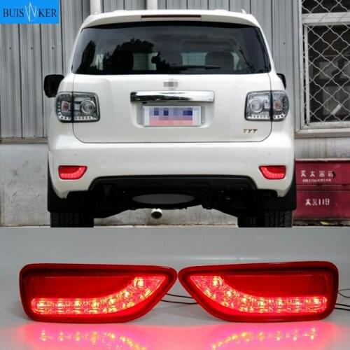 LED Dynamic Turn Signal For Nissan Patrol Y62 2014-2019 Multi-function Rear Fog Lamp Bumper Light Auto Brake Light Reflector 2PC
