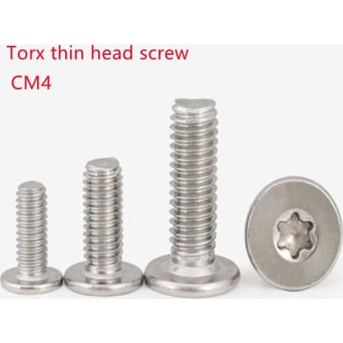 20pcs torx thin head screw CM M4*5/6/8/10/12/16 304 A2 Stainless Steel Torx Six-Lobe Ultra Thin Flat Wafer Head Screw Bolt