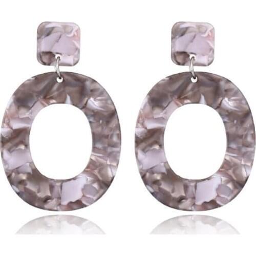 Vintage Geometric Oval Acrylic Drop Earrings For Women Jewelry colour Acetate pendant Female Long Dangle Earrings