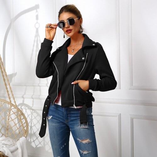 Euramerican Add Fleece Hoodie C Womens Jacket Autumn Winter Fleece Coat Solid Zipper Solid Color Lady Coat Shorts Style Coats