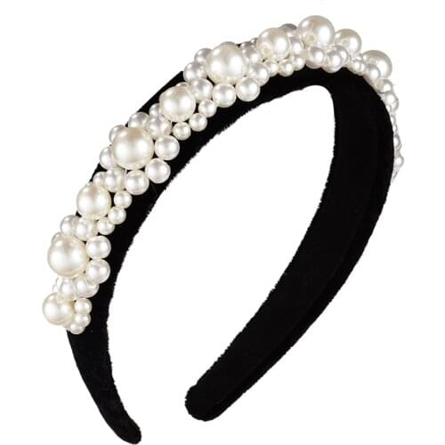 2020 New Women Elegant Full Pearls Hairbands Girls Luxury Big Pearl Headband for Women Hair Band